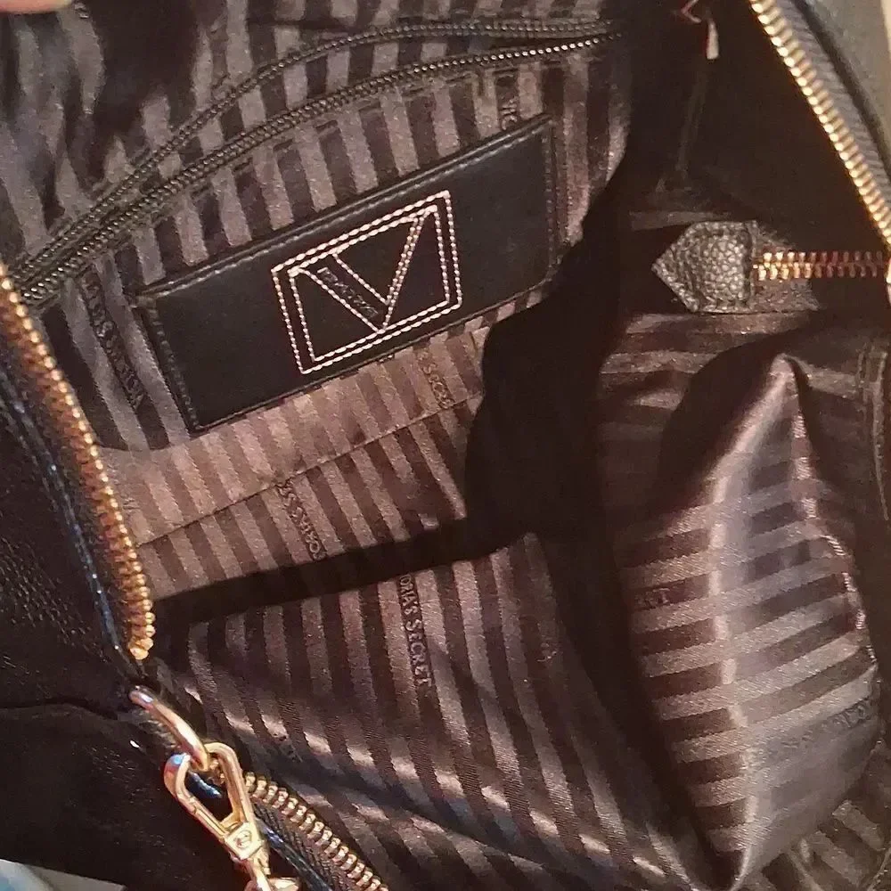 Victoria's Secret Black Women's Satchel Handbag with Chain Accent